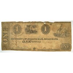 1840 $1 DETROIT & ST. JOSEPH RAILROAD BANK NOTE