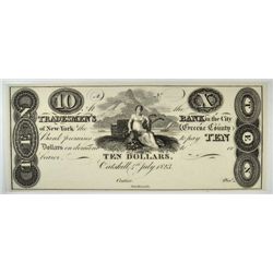 1823 $10 TRADESMEN BANK NEW YORK, NY