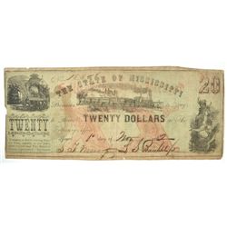 1862 $20 STATE OF MISSISSIPPI NOTE