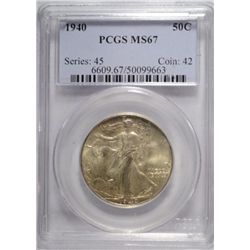 1940 WALKING LIBERTY HALF DOLLAR PCGS MS 67 SUPER!