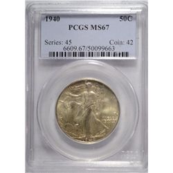 1940 WALKING LIBERTY HALF DOLLAR PCGS MS 67 SUPER!