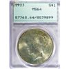 Image 1 : 1923 PEACE DOLLAR PCGS RATTLER HOLDER MS 64