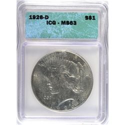 1926 D PEACE DOLLAR ICG MS 63