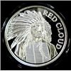Image 1 : "RED CLOUD"  ON A ONE OUNCE .999 SILVER ART ROUND,  IN CAPSULE AND GIFT BOX