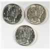 Image 1 : 1941 MS63, 1942 MS64 & 1942-D MS65 MERCURY DIMES