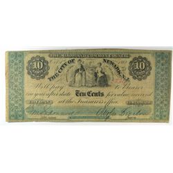 1862 TEN CENT THE CITY OF NEWARK, NJ