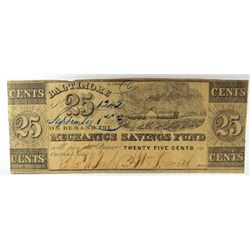 1840 TWENTY-FIVE CENT BALTIMORE, MD (MECHANICS SAVINGS FUND) NOTE