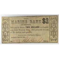 1864 $2 SAVANNAH, GA (MARINE BANK)