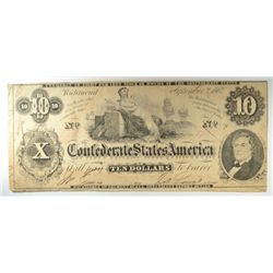 1862 $10 CONFEDERATE STATES OF AMERICAN NOTE