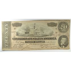 1864 $20 CONFEDERATE STATES OF AMERICA NOTE