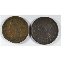 1843 FINE+ & 1846 VF LARGE CENTS