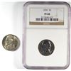 Image 1 : 1950-D MS64 & 1955 PROOF NGC PF68  JEFFERSON NICKELS