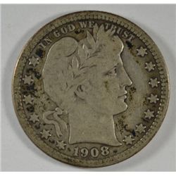 1908 BARBER QUARTER VF