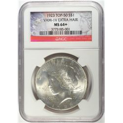 1923 PEACE DOLLAR NGC MS64+ VAM-IV EXTRA HAIR