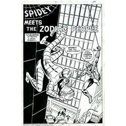 Win Mortimer - Original Art for Spidey Super Stories, Splash Page (Marvel, 1978). Very cool '70s...