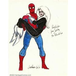 John Romita, Jr. - Original Art Sketch of Spider-Man and the Black Widow (undated). Before marryi...