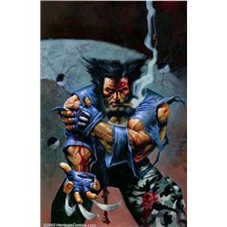 Alex Horley - Original Painting of Wolverine (Marvel, 1998). Wolverine glowers at the viewer in t...