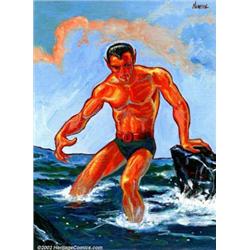 Don Newton - Original Art Painting of Prince Namor (1969). Speculated to be the earliest piece of...