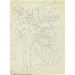 C.C. Beck - Original Cover Art preliminary for Whiz Comics #22 (Fawcett, 1941). Here is a fantast...