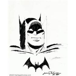 Jerry Robinson - Original Art Sketch of Batman (1989). Nice headshot of the Darknight Detective,...