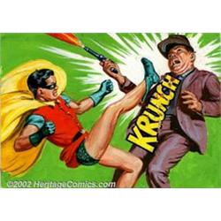 Norman Saunders - Original Art for Batman Trading Cards (Topps, 1966). Terrific piece of Batman h...