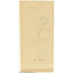 Carl Barks - Original Art Sketch of Nephew Duck (1972). Very quick, but charming Carl Barks sketc...