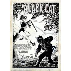 Lee Elias - Original Art Black Cat Splash Page (Harvey, 1949). Originally published in Black Cat...