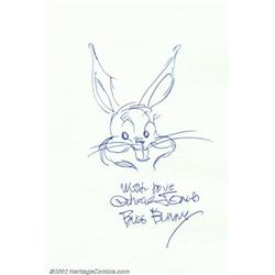 Chuck Jones - Bugs Bunny Sketch (undated). Quick but lively sketch of the legendary Bugs Bunny by...