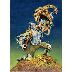 Mike Ploog - Original Art for Fantasy Trading Cards Box (FPG, 1994). Frankenstein and the Werewol...