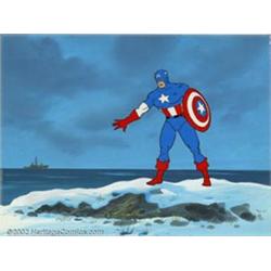 Original Animation Art for Captain America (Marvel, 1980s). Hand-painted acetate production cels...