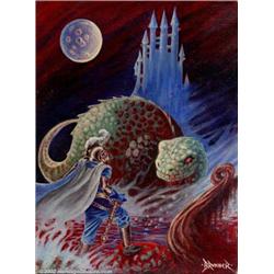 Frank Brunner - Original Painting  Dragon's Pass  (undated). This painting features a knight casu...