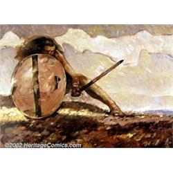 Jeff Jones - Original Oil Painting "After the Fire" (undated) Combining classical illustrative te...