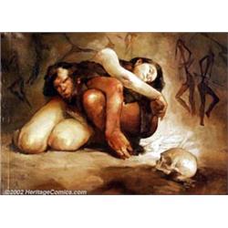Jeff Jones - Original Oil Painting "Cave Girl" (1998). Produced for his 1998 Edgar Rice Burroughs...