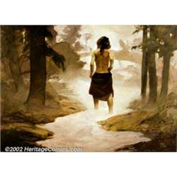 Jeff Jones - Original Oil Painting "Pelucidar - Girl in Peril" (undated). Considered by many to b...