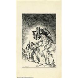 Boris Vallejo - Original Art Pen and Ink Preliminary Drawing (1984). This pen and ink prelim was...