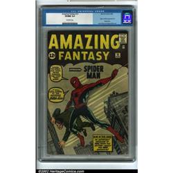 Amazing Fantasy #15 (Marvel, 1962) CGC VF/NM 9.0 Off-white pages. Spider-Man makes a dramatic ent...