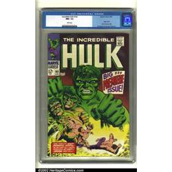 The Incredible Hulk #102 (Marvel, 1968) CGC NM+ 9.6 White pages. Hulk's first issue after his thr...