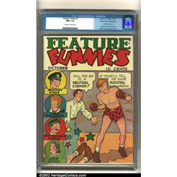 Feature Funnies #1 Mile High pedigree (Chesler, 1937) CGC NM+ 9.6 Off-white to white pages. If yo...
