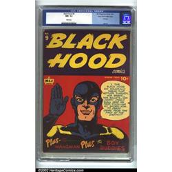 Black Hood #9 Mile High pedigree (MLJ, 1943) CGC NM- 9.2 White pages. Changing over from Hangman...
