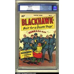 Blackhawk #9 Mile High pedigree (Quality, 1944) CGC NM- 9.2 Off-white to white pages. One of the...