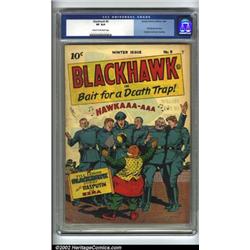 Blackhawk #9 (Quality, 1944) CGC VF 8.0 Cream to off-white pages. After a three-year run in first...