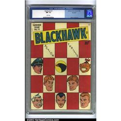 Blackhawk #11 Big Apple pedigree (Quality, 1946) CGC NM- 9.2 White pages. This checkerboard cover...