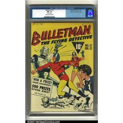Bulletman #12 Mile High pedigree (Fawcett, 1943) CGC NM- 9.2 Off-white to white pages. A small ni...