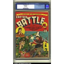 Captain Battle, Jr. #1 Pennsylvania pedigree (Lev Gleason, 1943) CGC NM- 9.2 Off-white to white p...