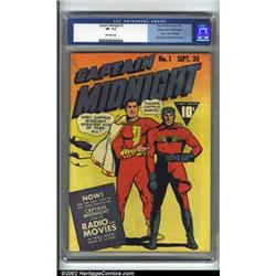 Captain Midnight #1 Mile High pedigree (Fawcett, 1942) CGC VF- 7.5 Off-white pages. Captain Marve...