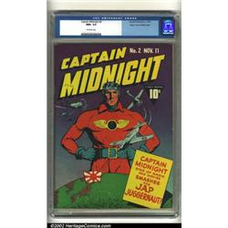 Captain Midnight #2 Mile High pedigree (Fawcett, 1942) CGC NM+ 9.6 Off-white pages. The gritty de...