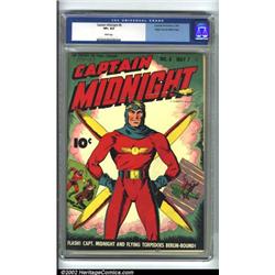 Captain Midnight #8 Mile High pedigree (Fawcett, 1943) CGC VF+ 8.5 White pages. This explosive co...