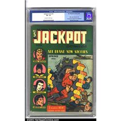 Jackpot Comics #5 (MLJ, 1942) CGC VF- 7.5 Off-white to white pages. Hitler, Tojo and Mussolini ar...