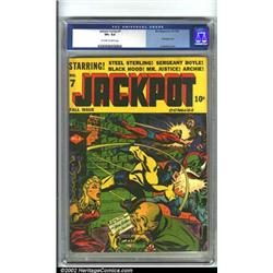 Jackpot Comics #7 (MLJ, 1942) CGC VF+ 8.5 Off-white to white pages. Black Hood and Steel Sterling...