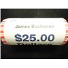 Image 1 : $25 ROLL OF 2010 JAMES BUCHANAN DOLLARS (UNC)
